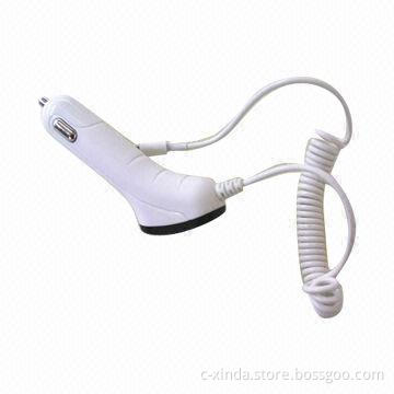 Car Charger for iPhone 5, with Cable, 5V DC-2.1A Output, Built-in IC Control Protection-circuit